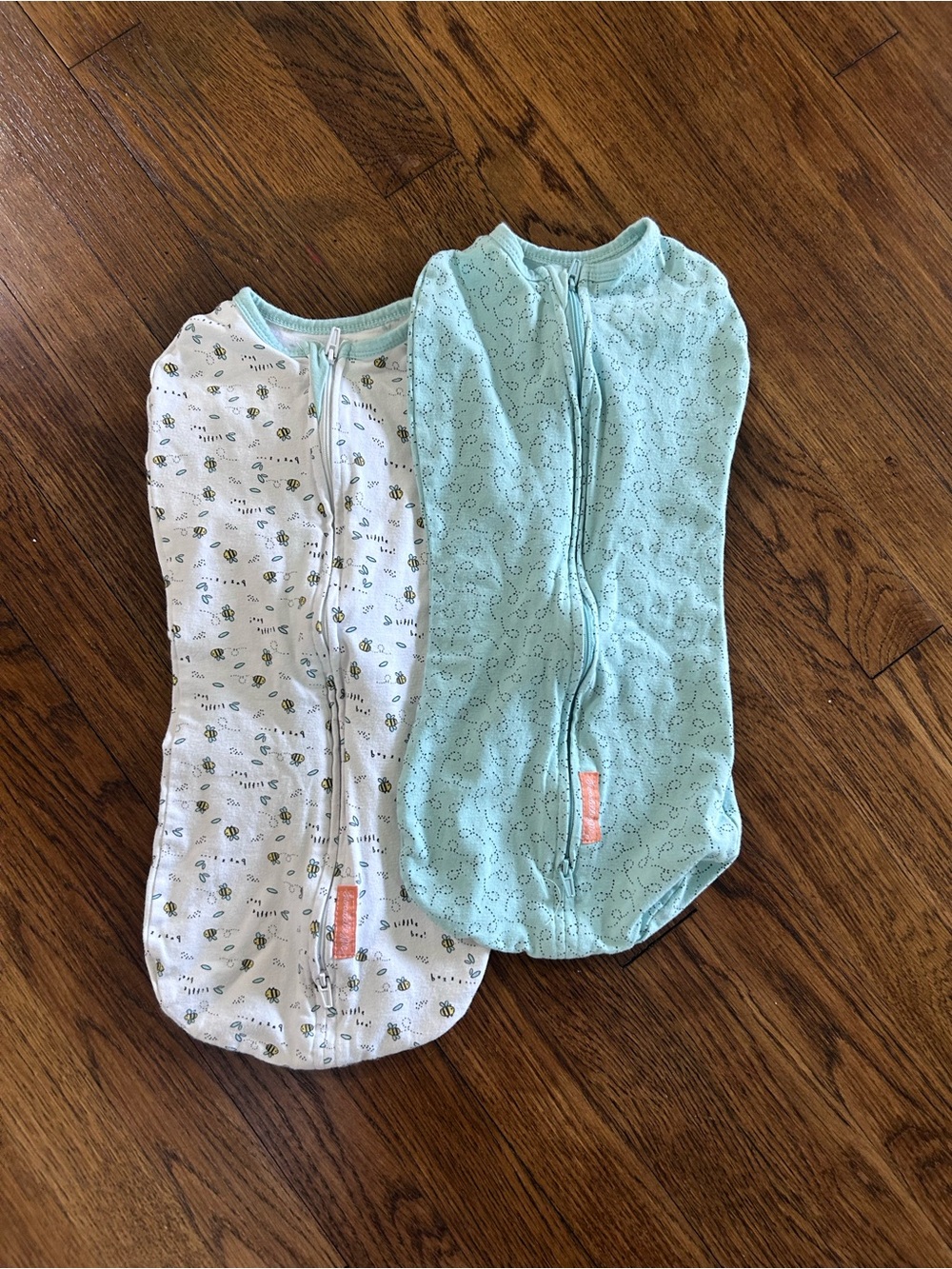 Baby Zip-Front Sleep Sack - Light Blue & White